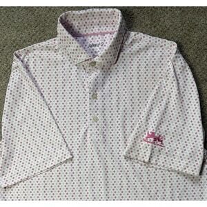Johnnie-O Shirt Mens M Pink Taffy Barnett Polo Golf UPF 50 Performance Stretch
